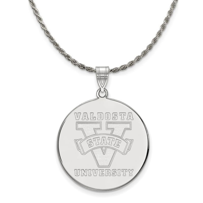 Sterling Silver Valdosta State Xl Disc Pendant Necklace - 24 Inch